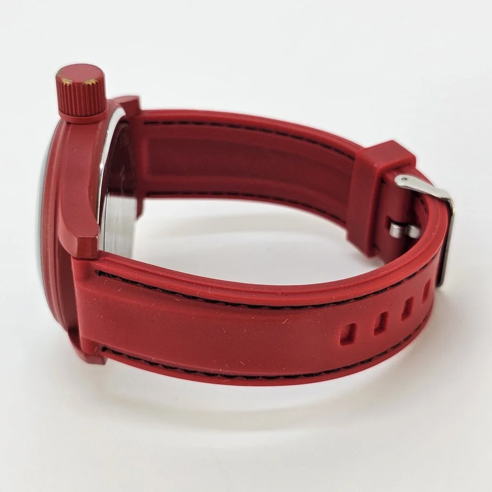 Raynell Men's Analog Watch 53MM Red Case Dial Red Plastic Bands New Battery